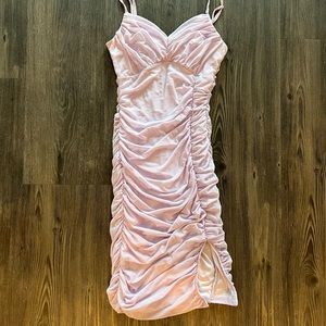 Lilac Ruched Mini Dress